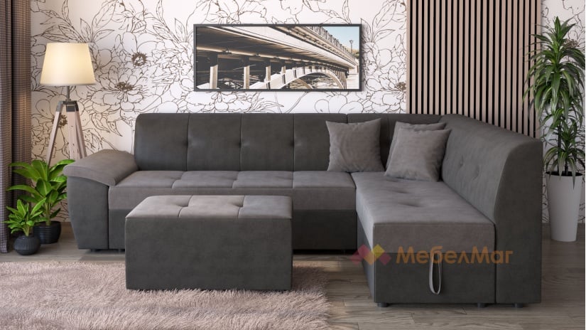 Ъглов диван Астра с посока графит със сиво - изглед 1