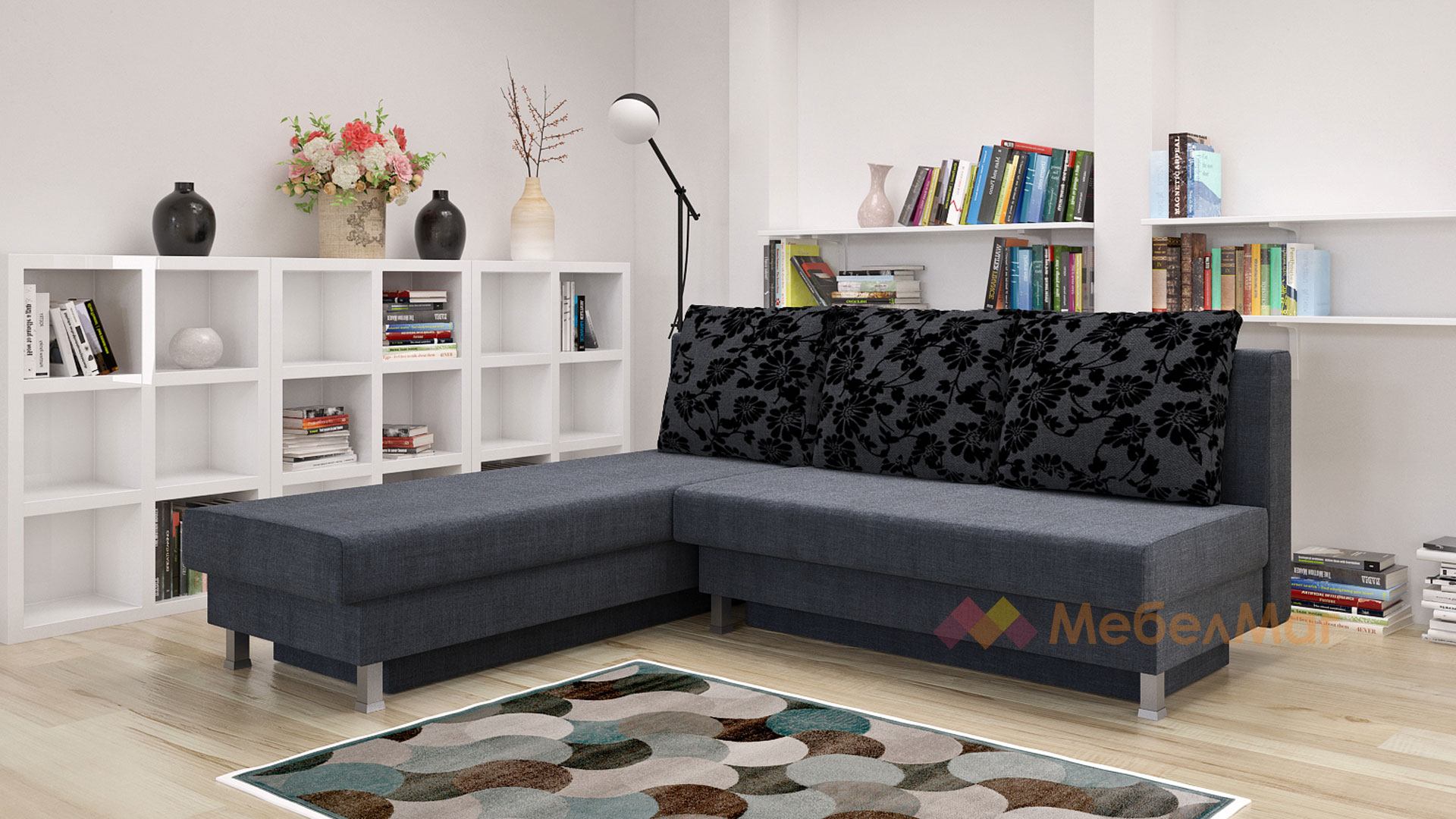Ъглов диван Юлия мини сив ️ ТОП Цена — МебелМаг