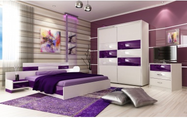 Идеи за дизайн на спалня в лилаво и сиво