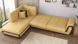 Ъглов диван Далас с посока горчица с черна кожа - изглед 4