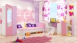 Детски спален комплект Алиса с включен матрак Бонел 82/190 бяло с розов и лилав пастел - изглед 1