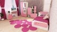 Детски спален комплект Съни с включен матрак Бонел 82/190 дъб крафт бял с розов пастел - изглед 2