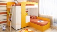 Двуетажно легло Фреш с включени матраци Бонел 82/190 дъб крафт бял с оранж - изглед 1