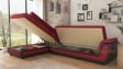 Ъглов диван Далас с посока бордо с черна кожа - изглед 3