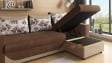 Ъглов диван Тея универсален кафяв с бежова кожа - изглед 3