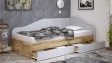 Легло с чекмеджета 90/200 Селтик с включен матрак Бонел 90/200 келтски дъб със светло сиво - изглед 2