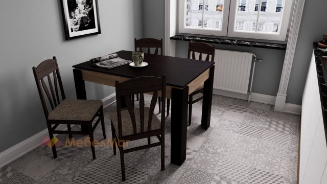 Комплект разтегателна трапезна маса Дени + 4 стола Милано 2 венге