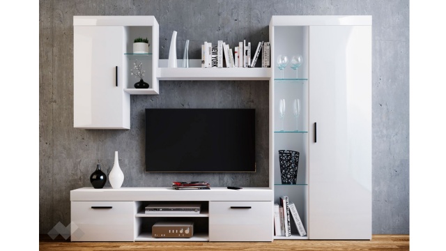 Секция Белмин модулни бяло гладко с бяло гланц