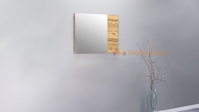 Огледало Либра дъб вотан светъл с бяло гланц