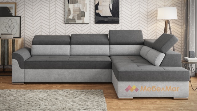 Ъглов диван Болеро XL с посока графит със сиво