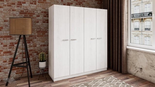 Гардероб Арго четирикрилни бял фладер