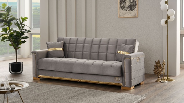 Диван Агра триместни сив