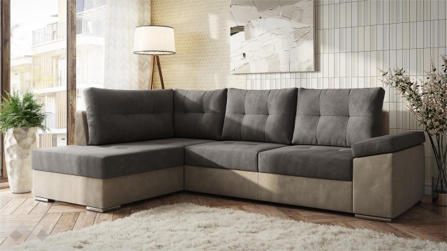 Ъглов диван Аланис с посока кафяв със светло кафяво