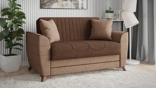 Диван Ялта двуместни кафяв с бежово