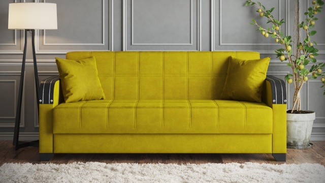 Диван Фъргис триместни горчица - МебелМаг Диван Фъргис триместни горчица