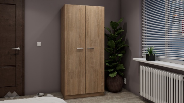Гардероб Арго двукрилни дъб сонома - МебелМаг Гардероб Арго двукрилни дъб сонома