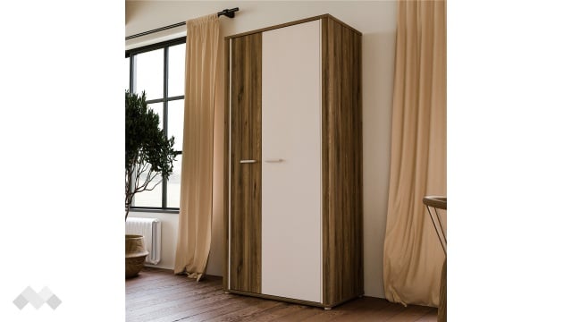 Гардероб Дейлос двукрилни дъб валенсия с крем - МебелМаг Гардероб Дейлос двукрилни дъб валенсия с крем