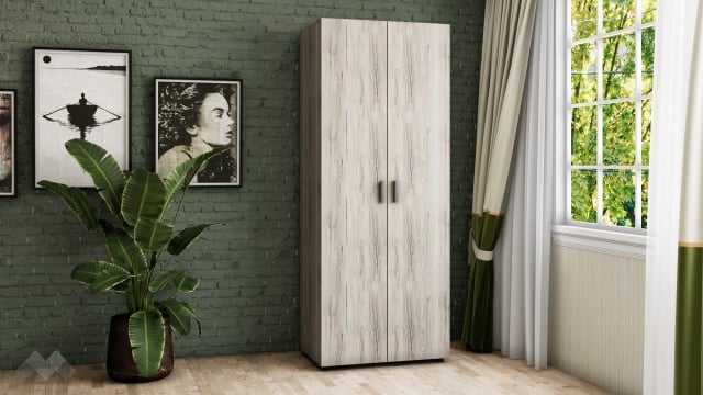 Гардероб Оптима двукрилни малта с антрацит - МебелМаг Гардероб Оптима двукрилни малта с антрацит