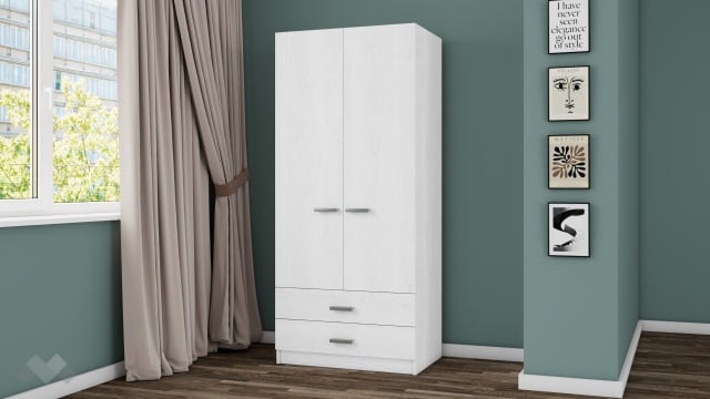 Гардероб Арго двукрилни бял фладер - МебелМаг Гардероб Арго двукрилни бял фладер