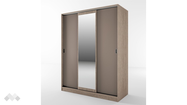 Гардероб Ричмънд с плъзгащи врати мока с лате - МебелМаг Гардероб Ричмънд с плъзгащи врати мока с лате