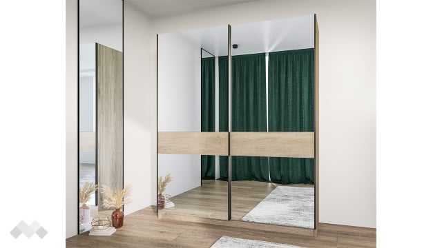 Гардероб Аделаида с плъзгащи врати сонома арвен - МебелМаг Гардероб Аделаида с плъзгащи врати сонома арвен