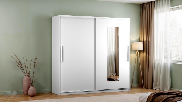 Гардероб Трендлайн с плъзгащи врати бяло гладко - МебелМаг Гардероб Трендлайн с плъзгащи врати бяло гладко