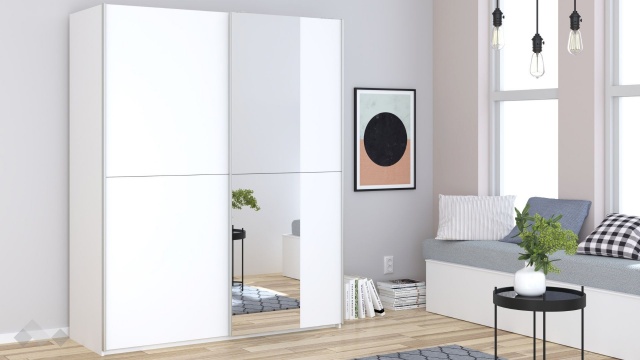 Гардероб Триумф с плъзгащи врати бяло гладко