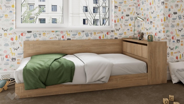 Мини приста 82/190 Арго с включен матрак Бонел 82/190 дъб сонома - МебелМаг Мини приста 82/190 Арго с включен матрак Бонел 82/190 дъб сонома