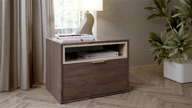 Нощен шкаф Барса дъб арканзас с травертин - МебелМаг Нощен шкаф Барса дъб арканзас с травертин