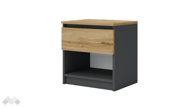 Нощен шкаф Борей дъб вотан светъл с антрацит - МебелМаг Нощен шкаф Борей дъб вотан светъл с антрацит