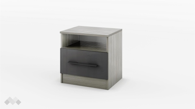Нощен шкаф Маями кварц с антрацит гланц - МебелМаг Нощен шкаф Маями кварц с антрацит гланц