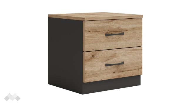 Нощен шкаф Галати дъб вотан светъл с антрацит - МебелМаг Нощен шкаф Галати дъб вотан светъл с антрацит
