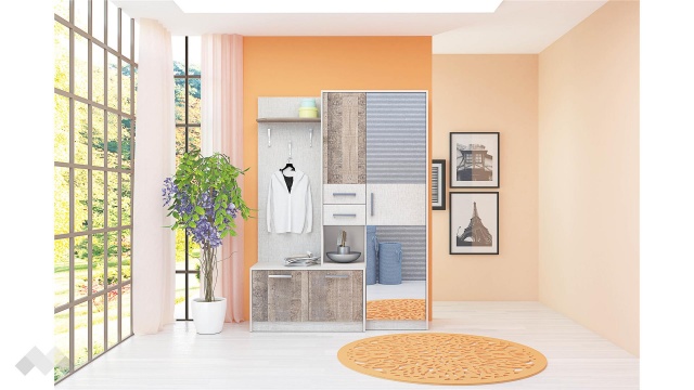 Портманто Алберто лино канова с колониален дъб - МебелМаг Портманто Алберто лино канова с колониален дъб