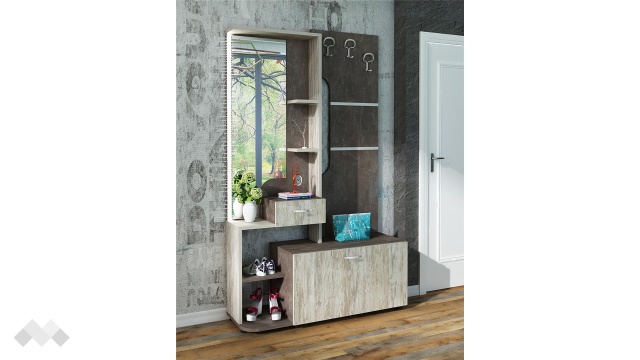 Портманто Бела тъмен бетон с дъб навара - МебелМаг Портманто Бела тъмен бетон с дъб навара