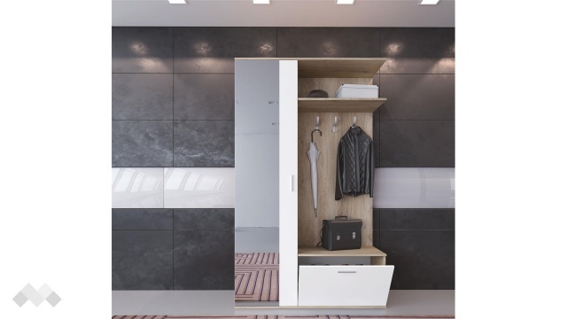 Портманто Джули сонома арвен с бяло гладко - МебелМаг Портманто Джули сонома арвен с бяло гладко