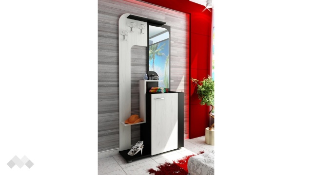 Портманто Елинор черно шагре с дъб крафт бял