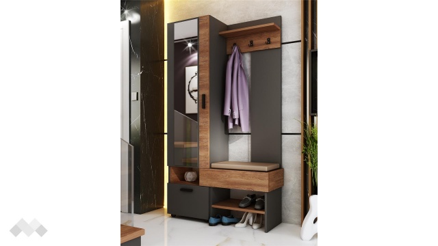 Портманто Фиеста графит с денвър - МебелМаг Портманто Фиеста графит с денвър