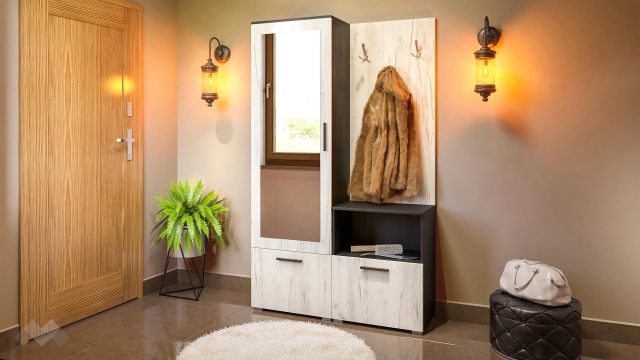 Портманто Колорадо дъб крафт бял с черно - МебелМаг Портманто Колорадо дъб крафт бял с черно