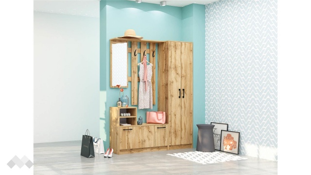 Портманто Микел дъб вотан светъл - МебелМаг Портманто Микел дъб вотан светъл