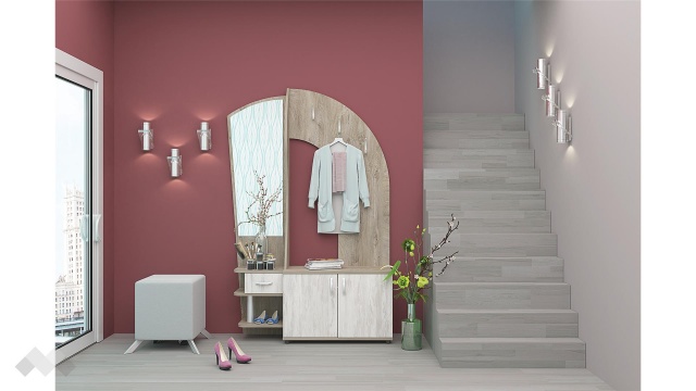 Портманто Спенсър дъб суров с дъб бланко - МебелМаг Портманто Спенсър дъб суров с дъб бланко