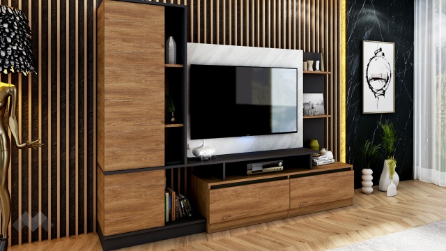 Секция Джаз с гардероб черно с денвър и мрамор