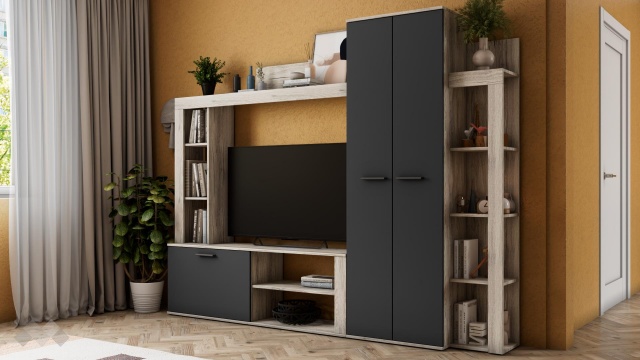 Секция Ести с гардероб малта с антрацит