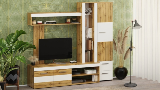 Секция Неапол с открити рафтове златен дъб с бяло