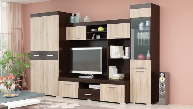 Секция Прага с гардероб дъб сонома с венге