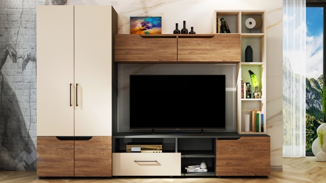 Секция Сенс с гардероб графит с кашмир и денвър