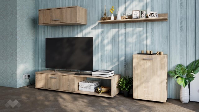 Секция Стенли с открити рафтове дъб сонома