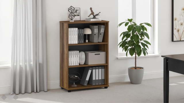 Шкаф етажерка Рио с открити рафтове орех осло