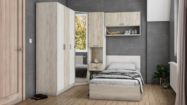 Спален комплект Адам А2 дъб крафт бял