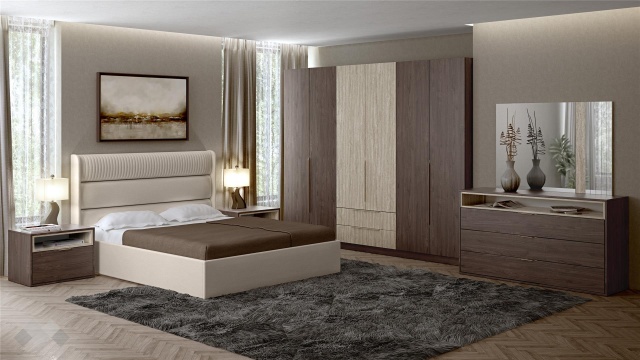 Спален комплект Барса дъб арканзас с травертин