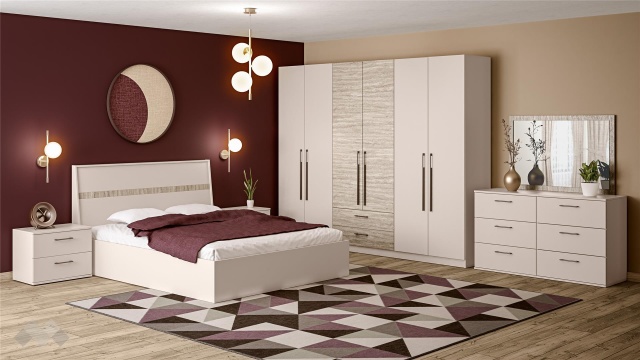 Спален комплект Керина памучно бежов с траверт